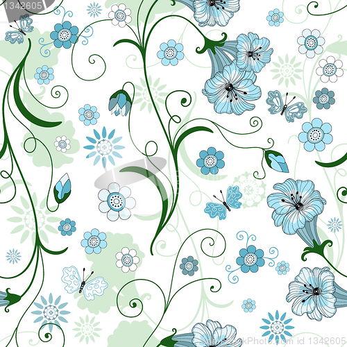 Image of White seamless floral pattern