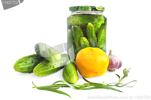 Image of Preserving cucumber in glass jar