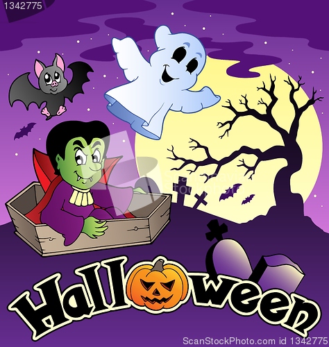 Image of Halloween scenery with sign 3