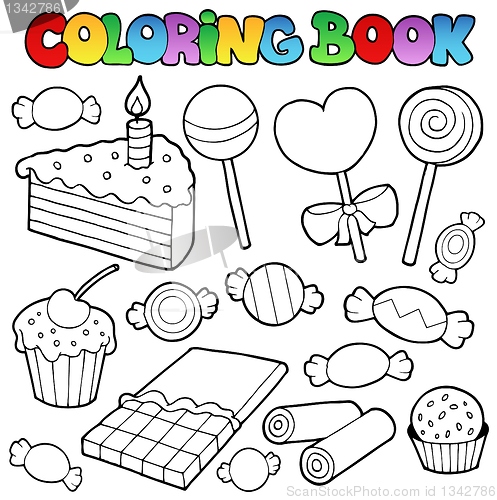 Image of Coloring book candy and cakes