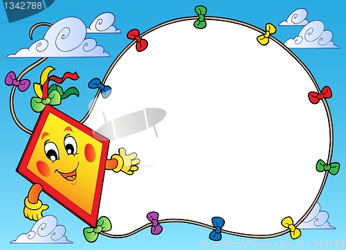 Image of Frame with flying cartoon kite