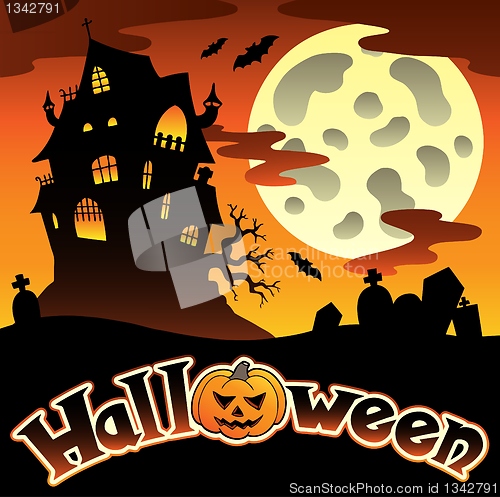 Image of Halloween scenery with sign 1