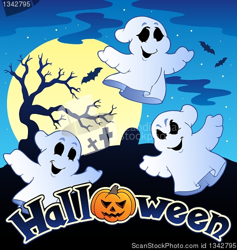 Image of Halloween scenery with sign 2