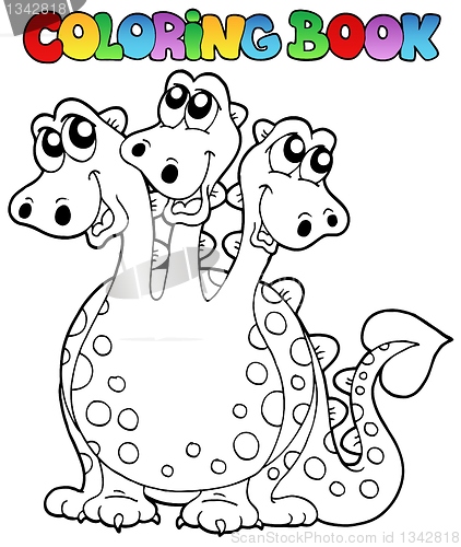Image of Coloring book three headed dragon