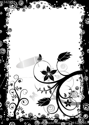Image of Grunge floral frame, vector