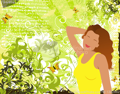Image of Abstract floral chaos with girl