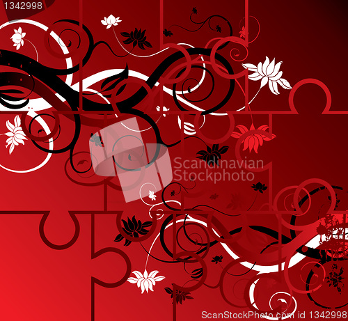 Image of Puzzle floral background, elements for design, vector