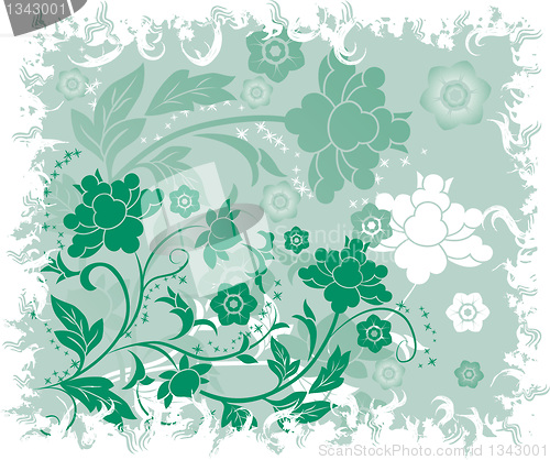 Image of Grunge floral background, elements for design, vector