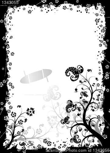 Image of Grunge floral frame, vector