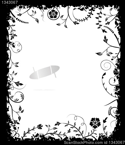 Image of Grunge frame flower, elements for design, vector