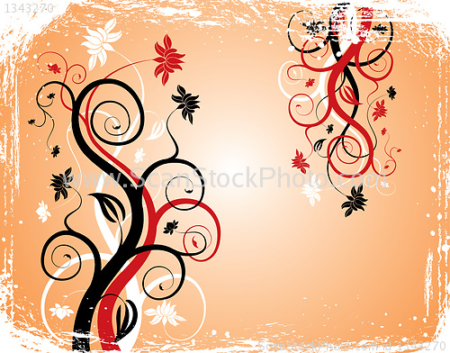 Image of Grunge background flower, elements for design, vector