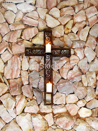 Image of Christian Cross with Candles