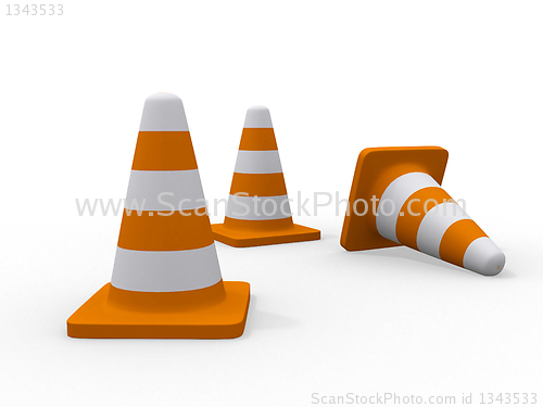 Image of traffic cones 3d illustration 