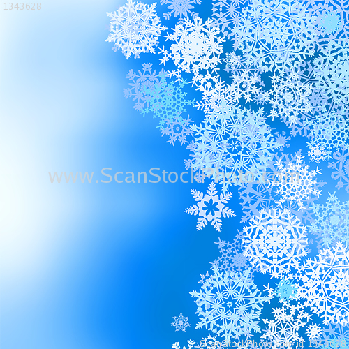 Image of Winter frozen background with snowflakes. EPS 8