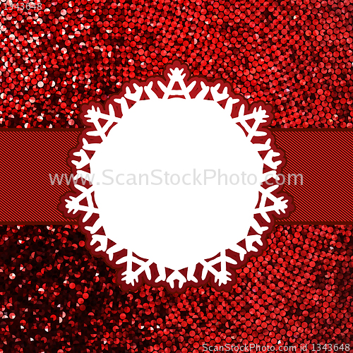 Image of Red christmas card with glitter light. EPS 8