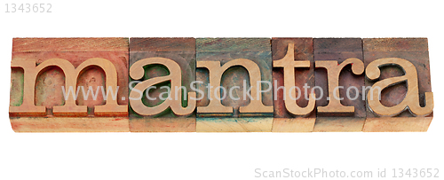 Image of mantra word n letterpress type