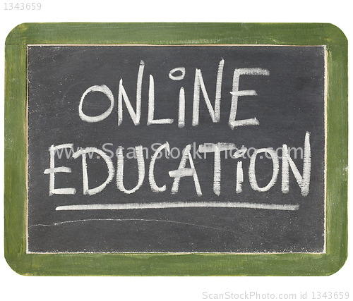 Image of online education blackboard sign