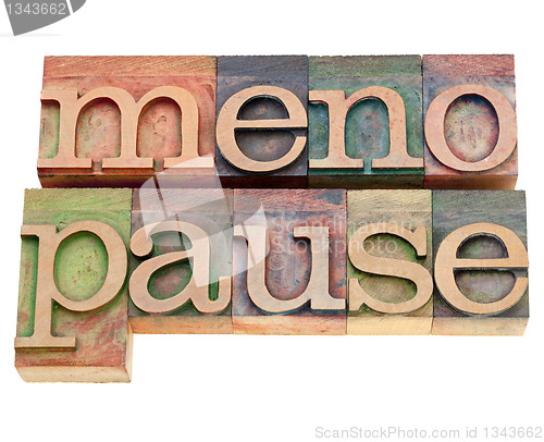 Image of menopause word in letterpress type