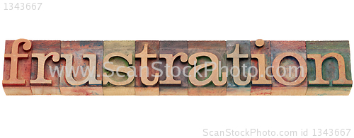Image of frustration word in letterpress type