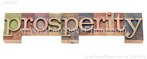 Image of prosperity word in letterpress type