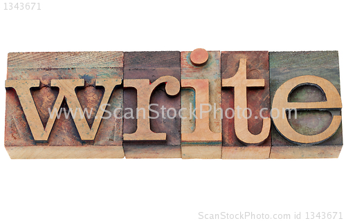 Image of write - word in letterpress type