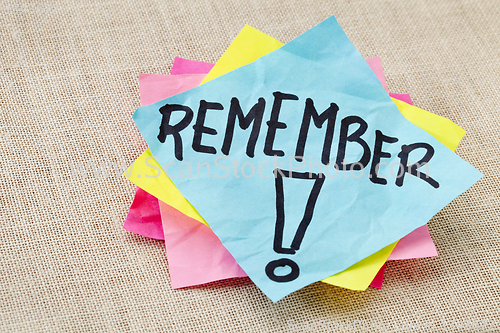 Image of remember on sticky note