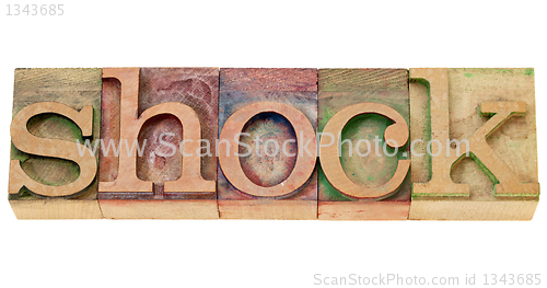 Image of shock word in letterpress type