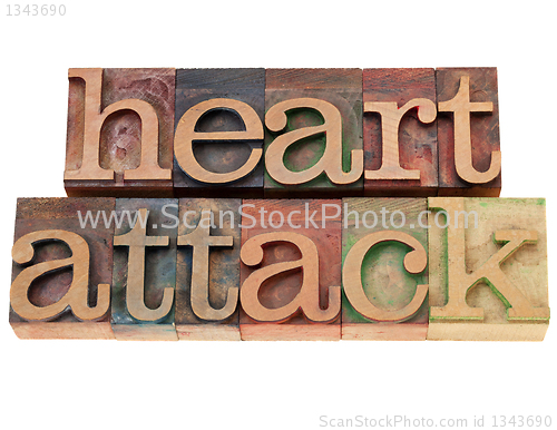Image of heart attack text in letterpress type
