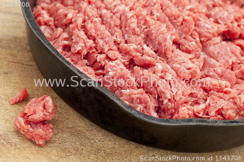 Image of raw ground bison (buffalo)  meat