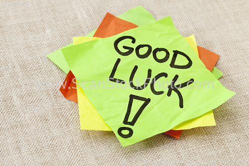 Image of Good luck on sticky note