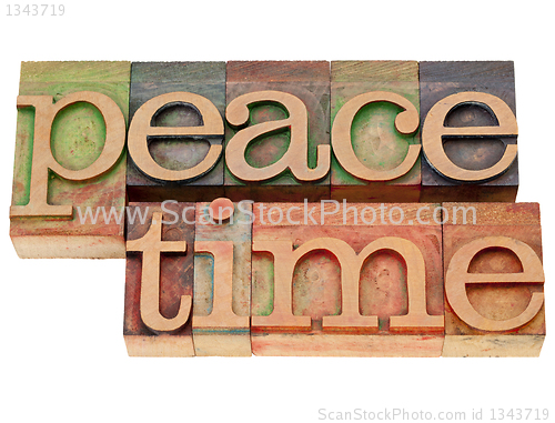 Image of peacetime word in letterpress type