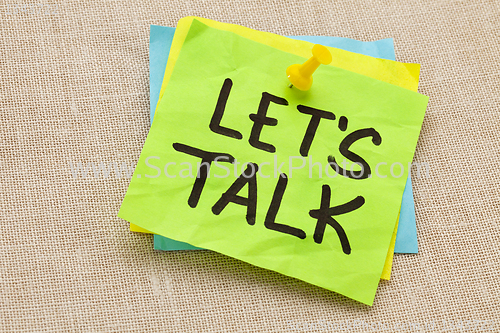 Image of let us talk on sticky note