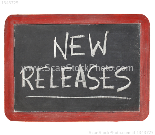 Image of new releases blackboard sign
