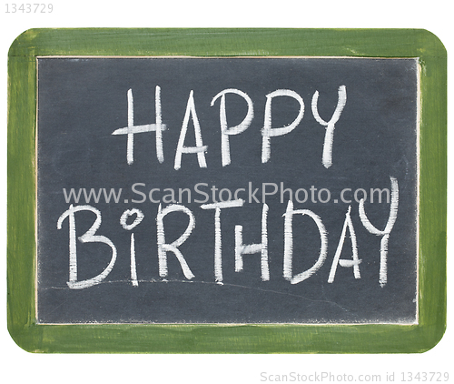 Image of happy birthday on blackboard