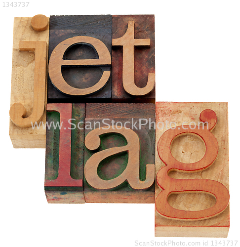 Image of jet lag n letterpress type