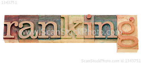 Image of ranking word in letterpress type