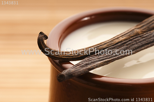 Image of Sweet vanilla pudding dessert 
