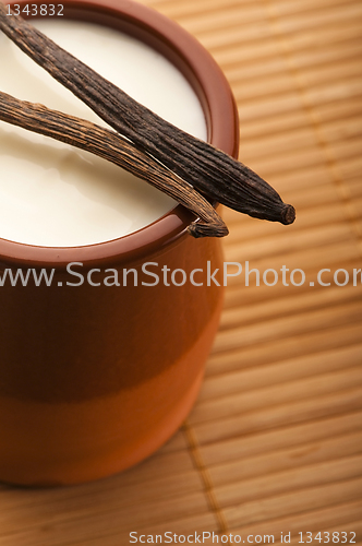 Image of Sweet vanilla pudding dessert 