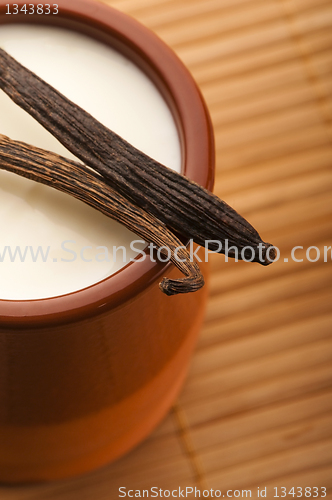 Image of Sweet vanilla pudding dessert 