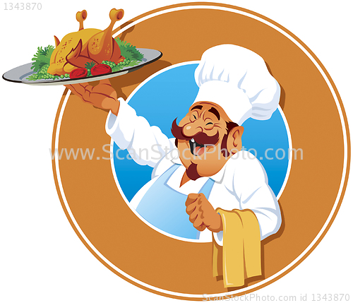 Image of THE JOLLY COOK WITH A ROASTED CHICKEN