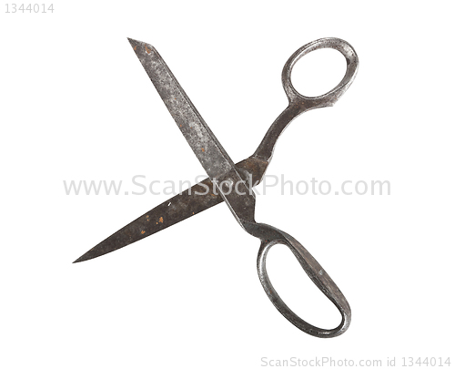 Image of Old scissors isolated on white with clipping path