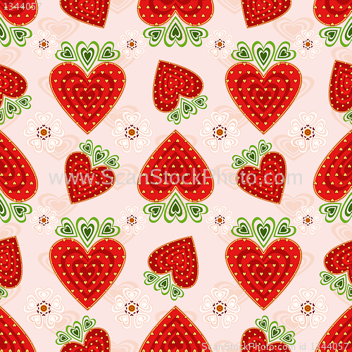 Image of Pink effortless pattern with strawberry