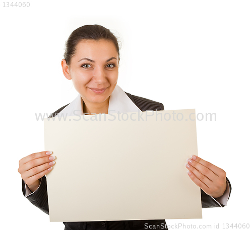 Image of young manager with a poster