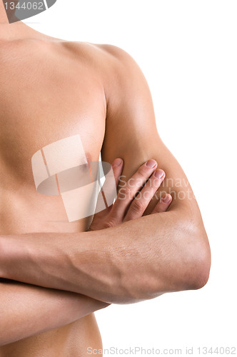 Image of shoulder and arm naked male body