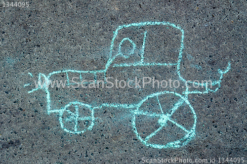 Image of child's drawing on asphalt