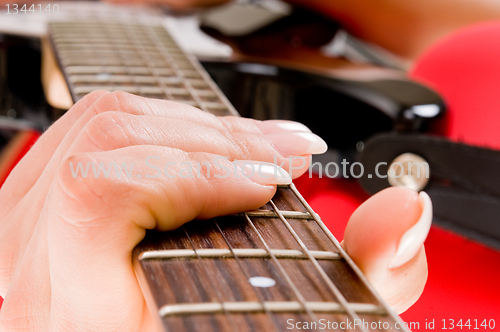 Image of hands and fingers with a guitar 