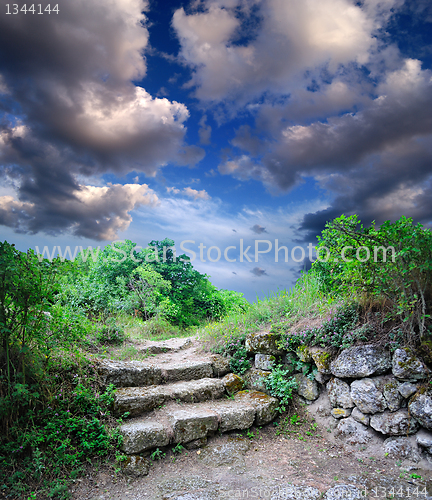 Image of staircase in the ruins of the ancient cave city