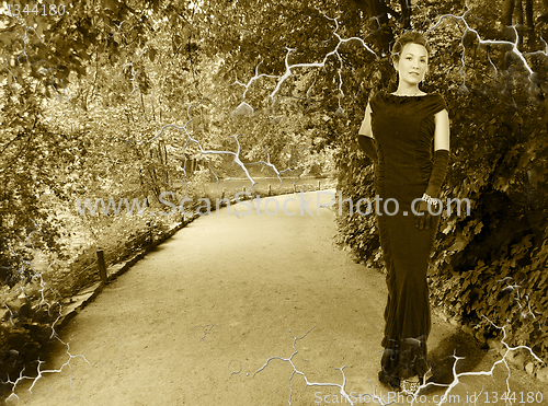 Image of portrait of a lady in retro style