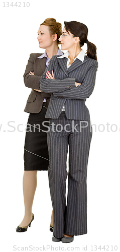 Image of portrait of two women in office clothes 