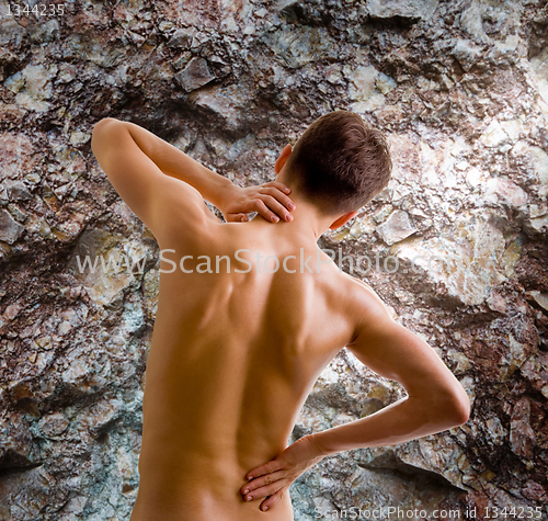 Image of back and shoulder naked male body 